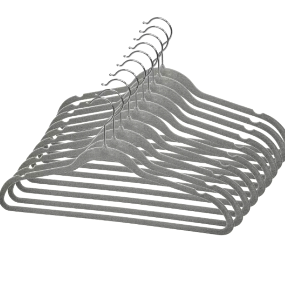 Bundle of 10 velvet coat hangers Grey